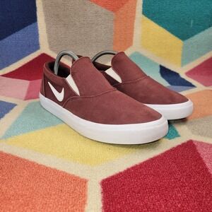 Nike SB Chron 2 Canvas Slip On Skate Shoes Burgundy Maroon White CT3523-600 Mens